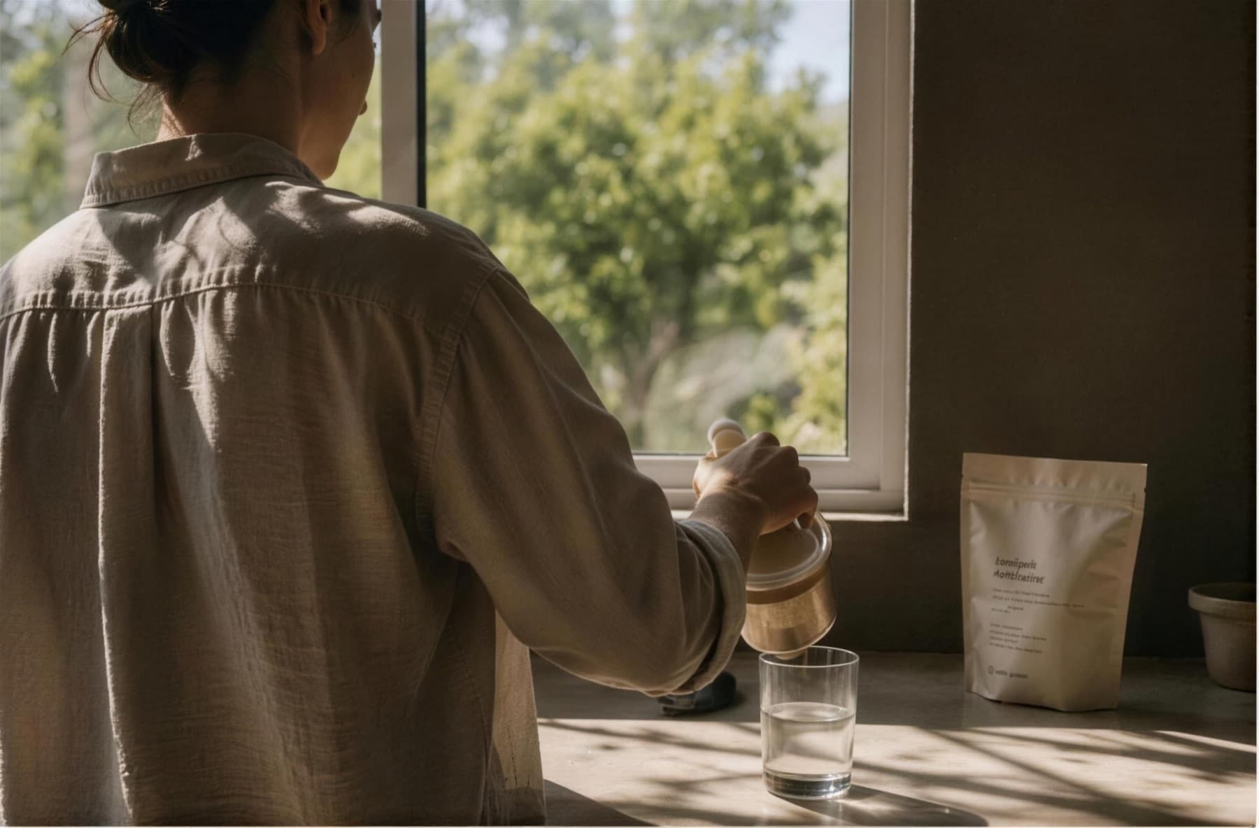 A person preparing a daily wellness drink